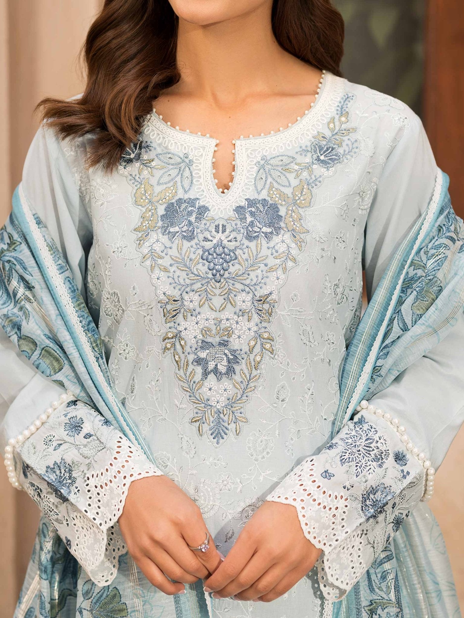 3 Piece Lawn Suit - Embroidered (Unstitched) - Shahar Bano