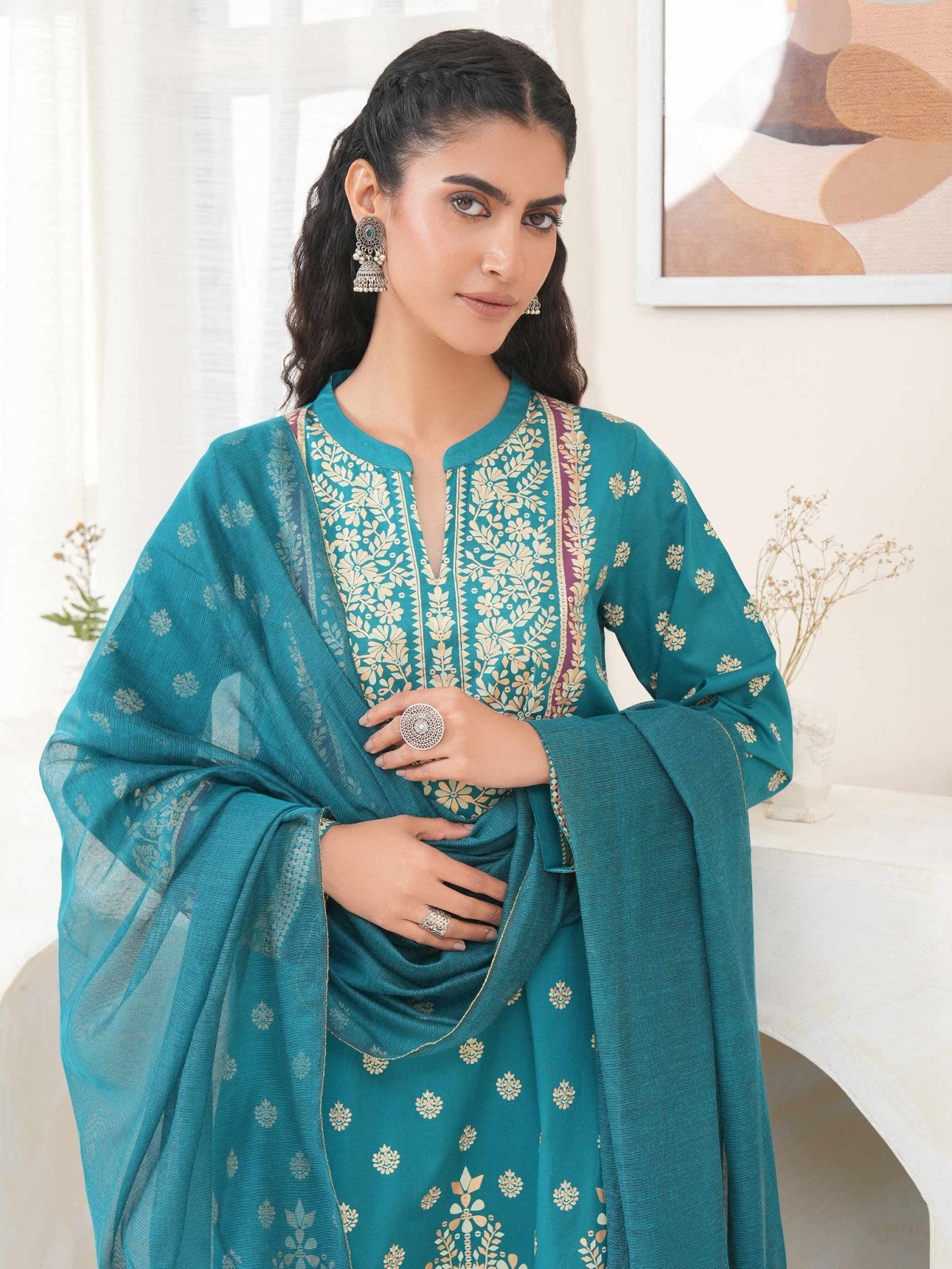 3 Piece Lawn Suit - Paste Print (Unstitched) - Shahar Bano