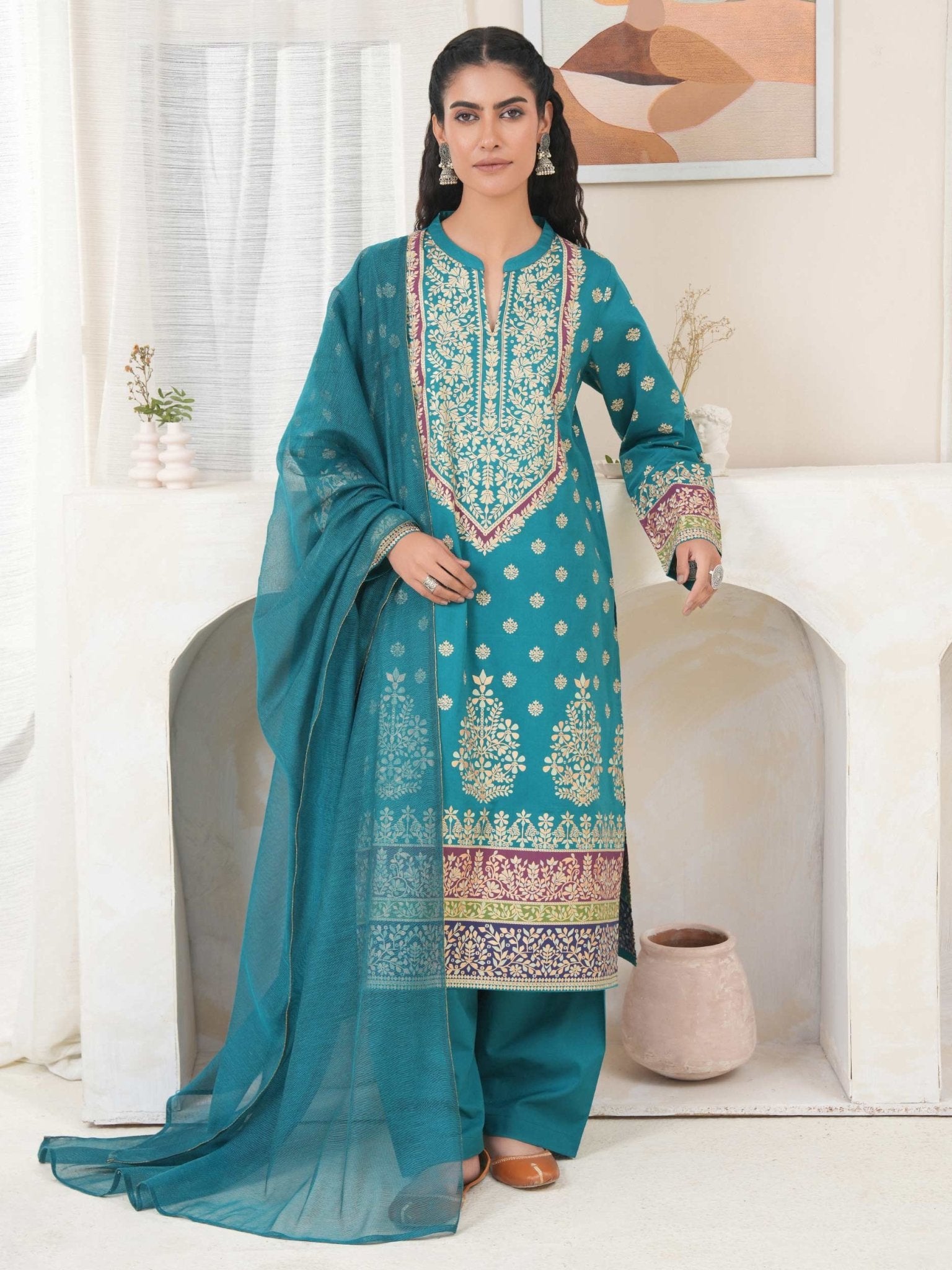 3 Piece Lawn Suit - Paste Print (Unstitched) - Shahar Bano
