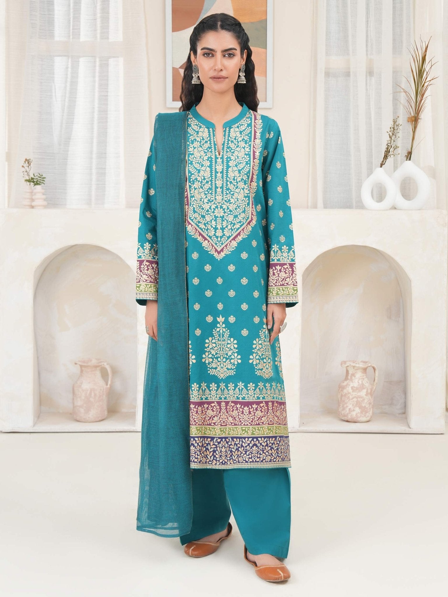 3 Piece Lawn Suit - Paste Print (Unstitched) - Shahar Bano