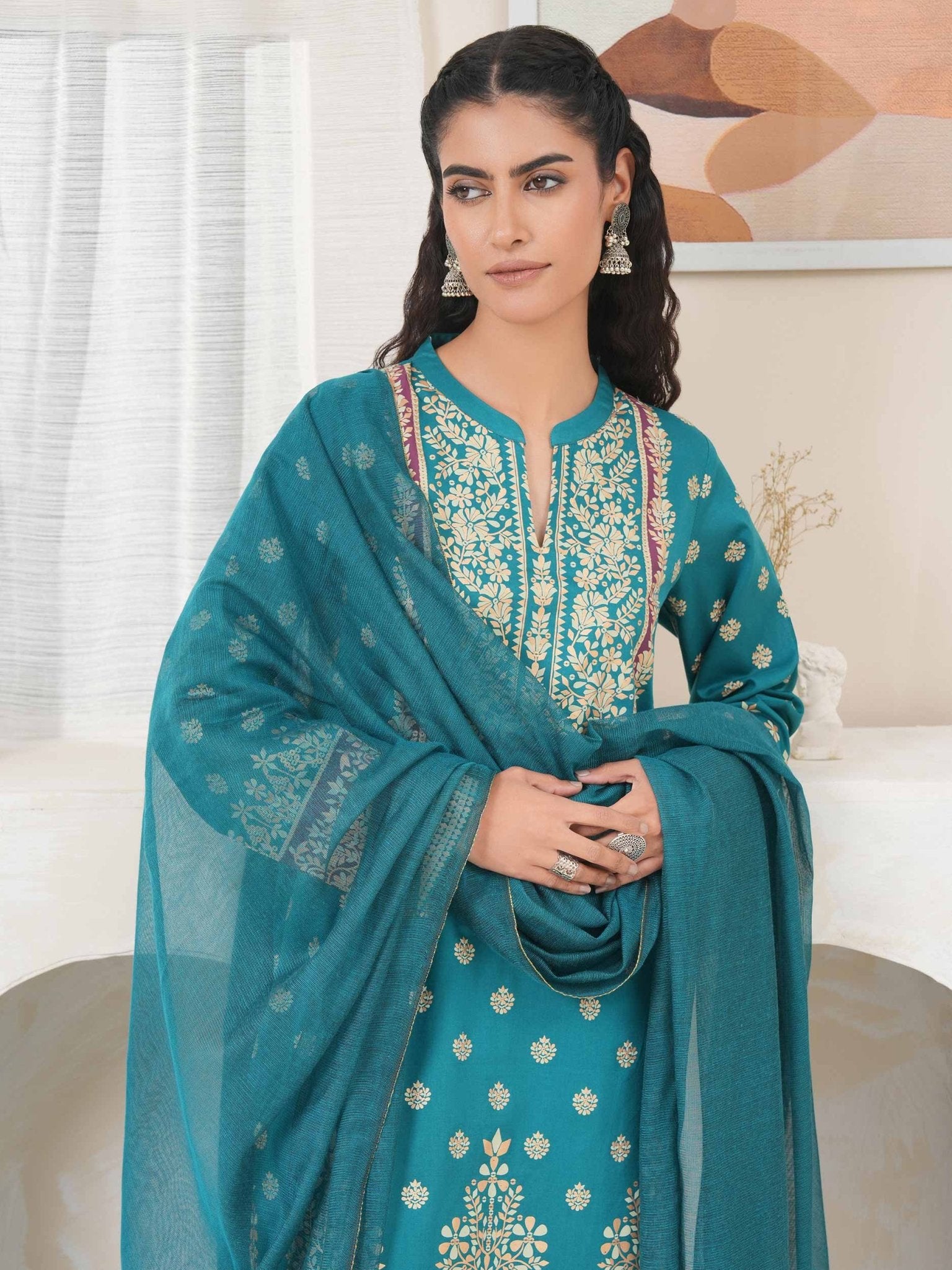 3 Piece Lawn Suit - Paste Print (Unstitched) - Shahar Bano
