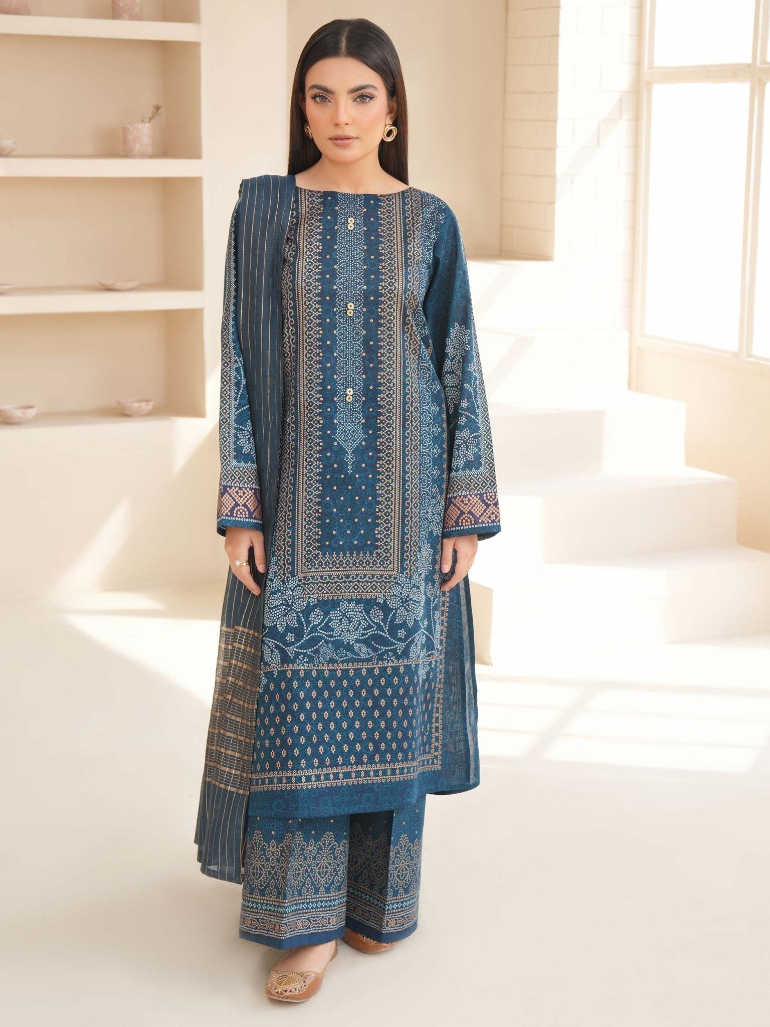 3 Piece Lawn Suit - Paste Print (Unstitched) - Shahar Bano