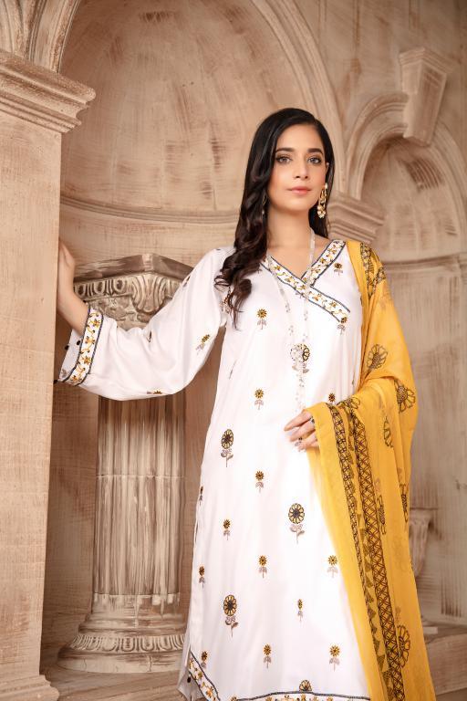 SAFWA TAJWAR COTTON SATIN EMBROIDERED COLLECTION 2020 - 3 PIECE DRESS COLLECTION - Shahar Bano